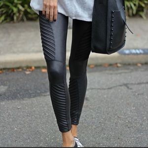 Spanx faux leather moto leggings NWT